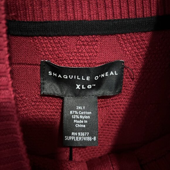 Shaquille O'Neal Mens Big Tall Quarter Zip Long Sleeve Red Pullover Sweater 2XLT - Picture 4 of 5